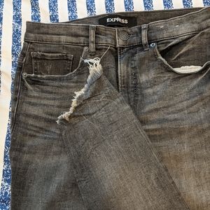 Express high-waisted raw hem jeans